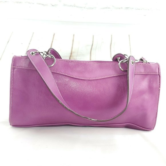 Barneys New York Womens Violet Leather Meadow Green Lining Shoulder Hand… - Picture 2 of 15